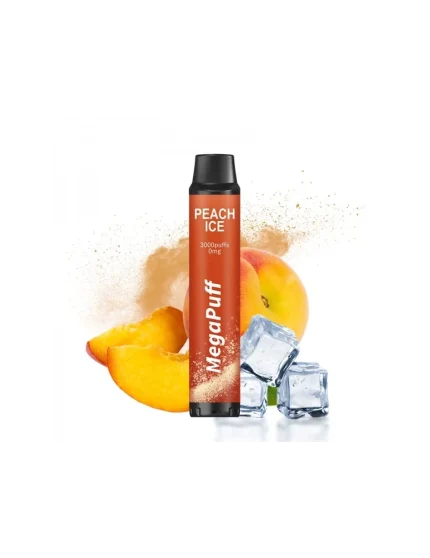 EXPIRED BY 27.06.24. 3000 Puffs Peach Ice ZERO NICOTINE 0mg - MegaPuff