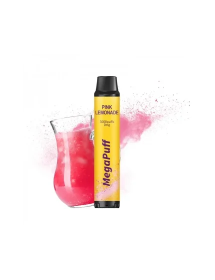 EXPIRED BY 27.06.24. 3000 Puffs Pink Lemonade ZERO NICOTINE 0mg - MegaPuff Disposable Vape