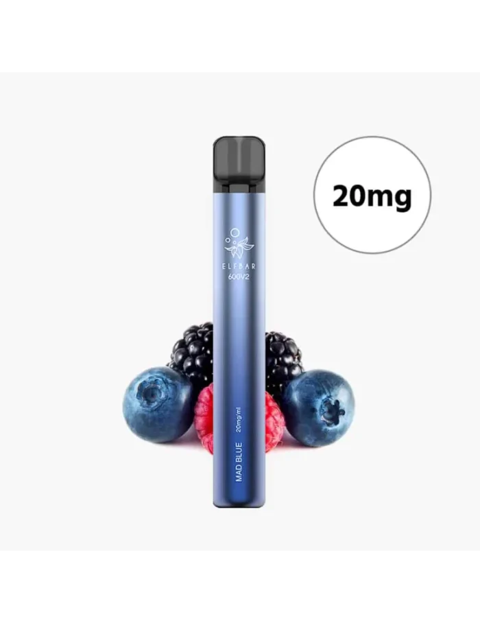 Elf Bar 600 V2 20mg Mad Blue Mesh Coil Disposable Vape 600puffs