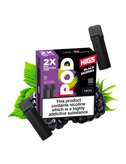 HIGS VAPE POD CARTRIDGE Black Berries 4ml 20mg 1400puff 2pcs