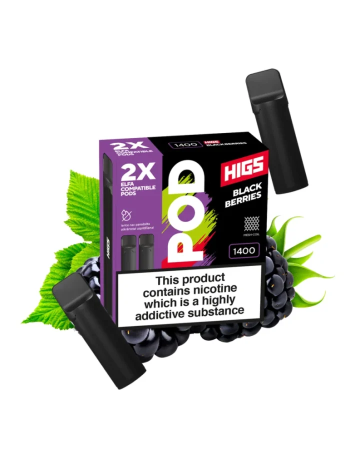 HIGS VAPE POD CARTRIDGE Black Berries 4ml 20mg 1400puff 2pcs