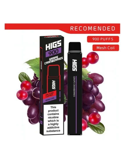 HIGS XL 900puffs Grape Cranberries Mesh-Coil 20mg disposable e cigarette
