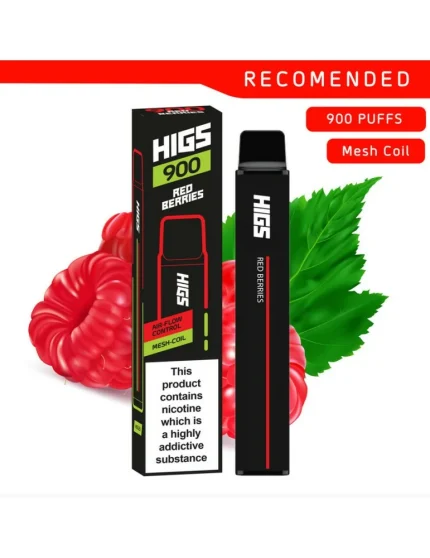 HIGS XL 900puffs ZERO Nicotine Red Berries Mesh-Coil disposable e cigarette