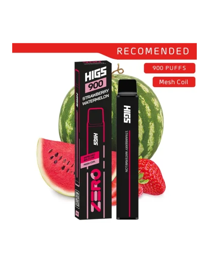 HIGS XL 900puffs ZERO Nicotine Strawberry Watermelon Mesh-Coil disposable vape
