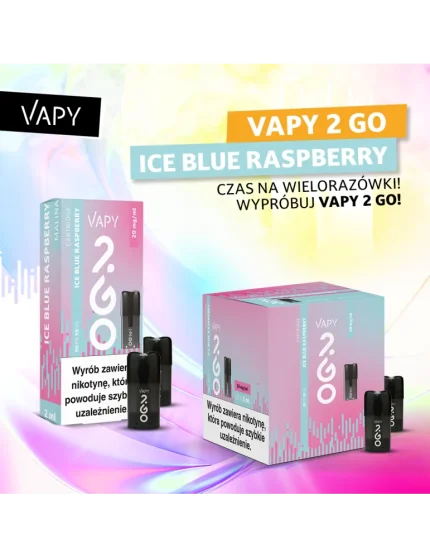 VAPY 2 GO Vape Pod Cartridge Ice Blue Raspberry 2ml 20mg 1pcs