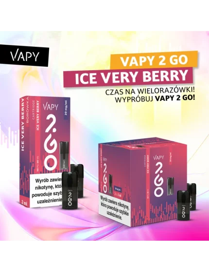 VAPY 2 GO Vape Pod Cartridge Ice Very Berry 2ml 20mg 1pcs