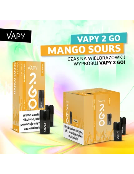 VAPY 2 GO Vape Pod Cartridge Mango Sours 2ml 20mg 1pcs
