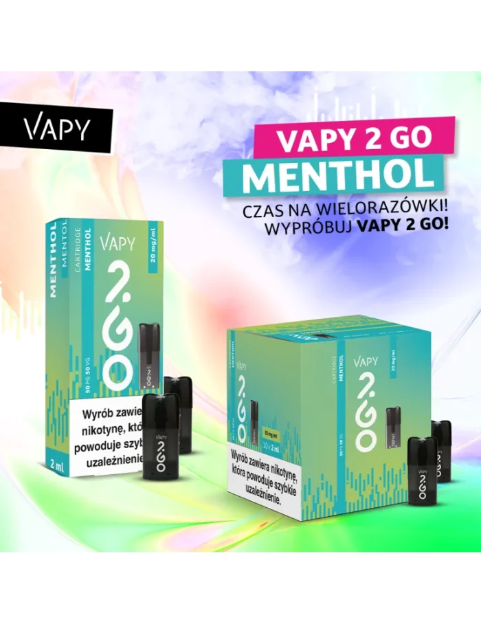 VAPY 2 GO Vape Pod Cartridge Menthol 2ml 20mg 1pcs