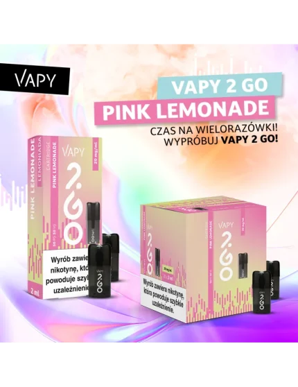 VAPY 2 GO Vape Pod Cartridge Pink Lemonade 2ml 20mg 1pcs