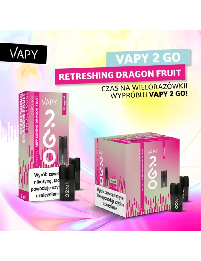 VAPY 2 GO Vape Pod Cartridge Refreshing Dragon Fruit 2ml 20mg 1pcs