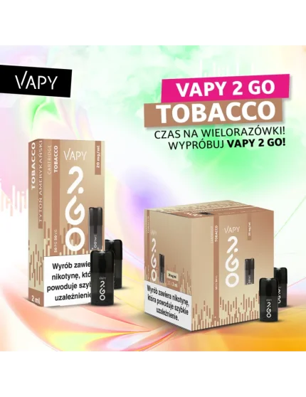 VAPY 2 GO Vape Pod Cartridge Tobacco 2ml 20mg 1pcs